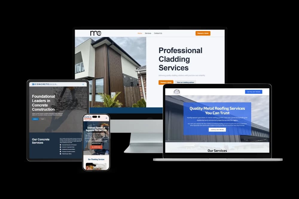 A tradie website design shown across desktop and mobile devices